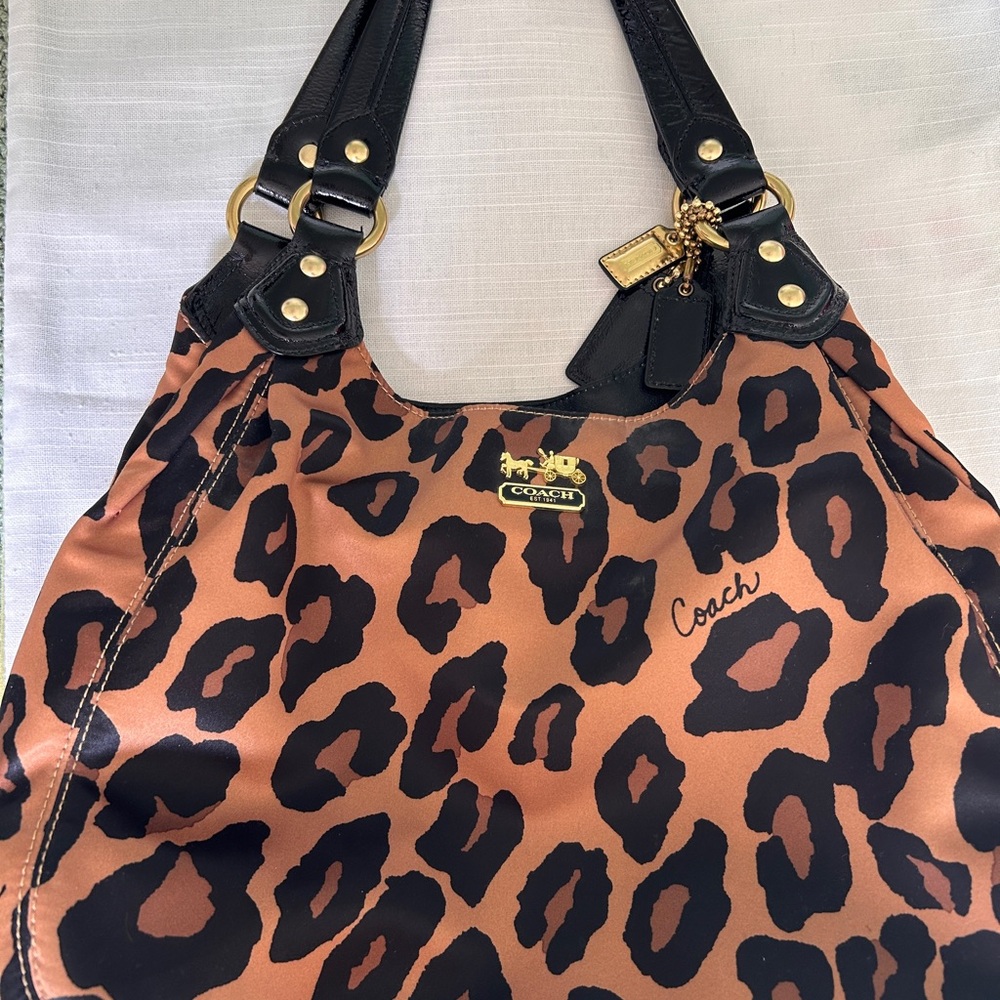 RARE FIND - Coach Madison Ocelot Leopard-Print Shoulder Bag in Brown and Black - Picture 2 of 16